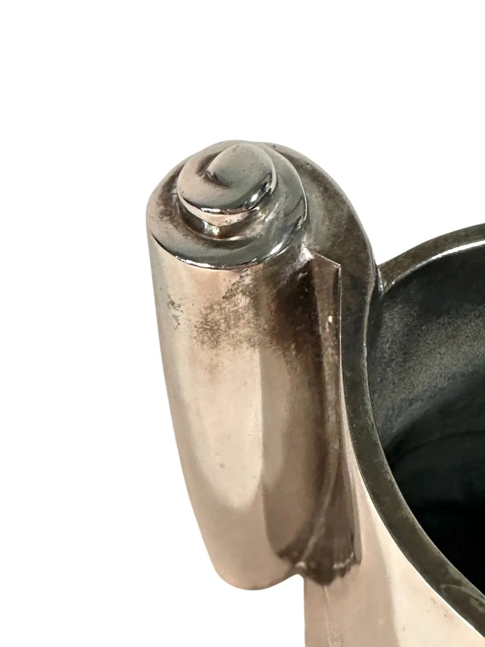 Stainless Steel Vase Mug Modern Design Coiled Handle Heavy Signed JL
